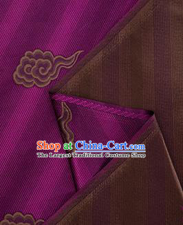 China Tang Suit Satin Damask Jacquard Cloud Pattern Tapestry Traditional Mongolian Robe Silk Fabric Purple Brocade