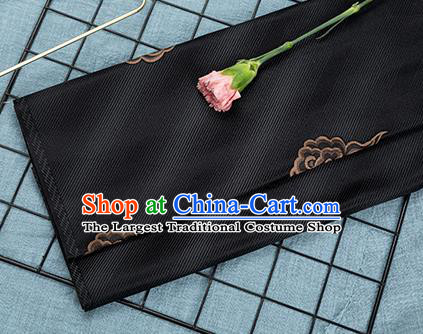 China Black Brocade Tang Suit Satin Damask Jacquard Cloud Pattern Tapestry Traditional Mongolian Robe Silk Fabric