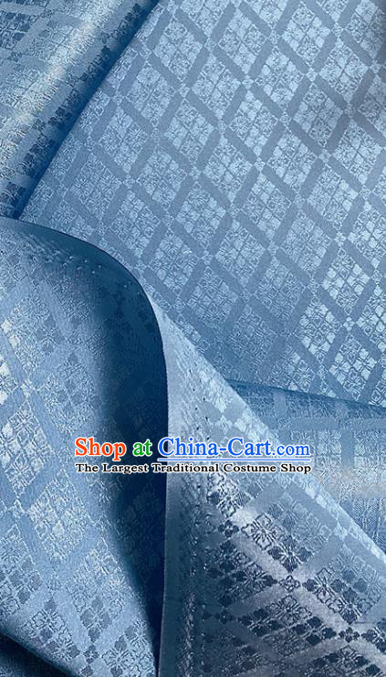 China Tang Suit Damask Classical Rhombus Pattern Satin Tapestry Traditional Hanfu Dress Silk Fabric Song Dynasty Blue Brocade