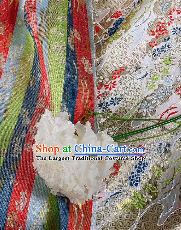 Japanese Traditional Fabric Kimono Beige Nishijin Brocade Asian Tapestry Satin Drapery