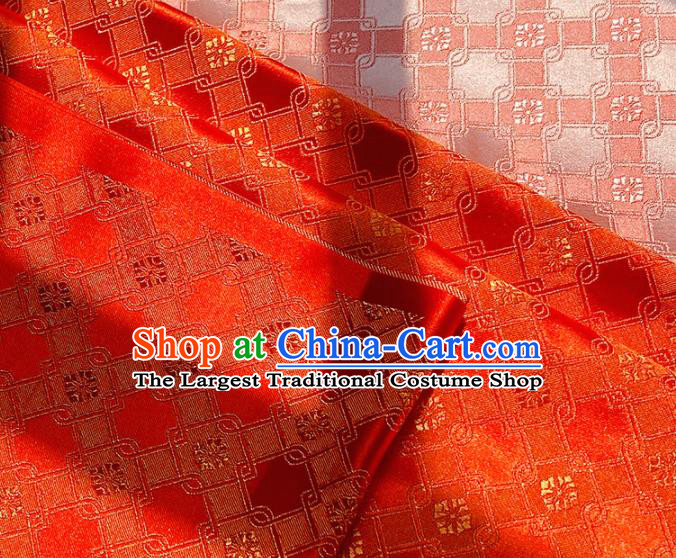 China Classical Rhombus Pattern Satin Tapestry Traditional Hanfu Silk Fabric Wedding Dress Red Brocade Tang Suit Damask