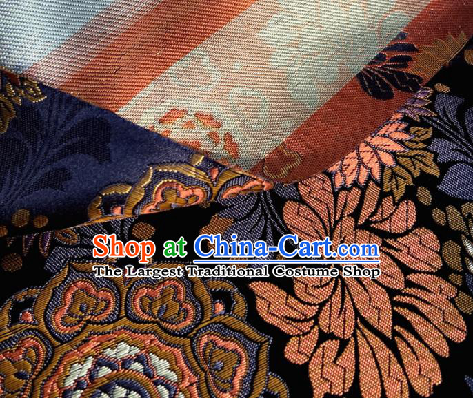 China Tang Suit Damask Classical Phoenix Pattern Satin Tapestry Traditional Hanfu Silk Fabric Tibetan Robe Black Brocade