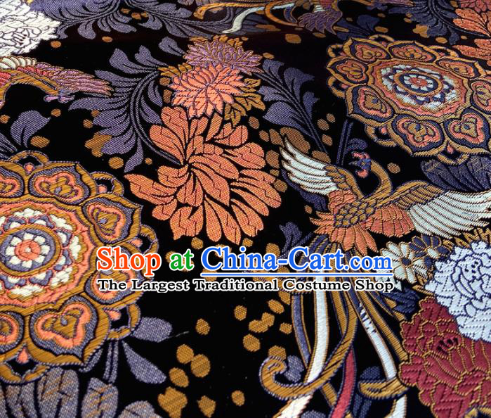 China Tang Suit Damask Classical Phoenix Pattern Satin Tapestry Traditional Hanfu Silk Fabric Tibetan Robe Black Brocade