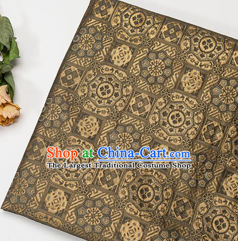 China Classical Medallion Pattern Tapestry Traditional Hanfu Dress Silk Fabric Light Brown Brocade Tang Suit Damask