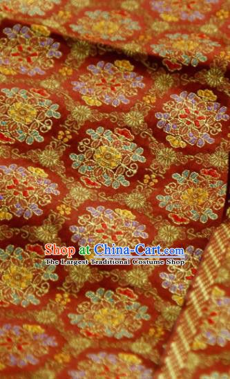China Classical Fairworks Pattern Satin Tapestry Traditional Hanfu Silk Fabric Wedding Dress Jacquard Red Brocade Tang Suit Damask