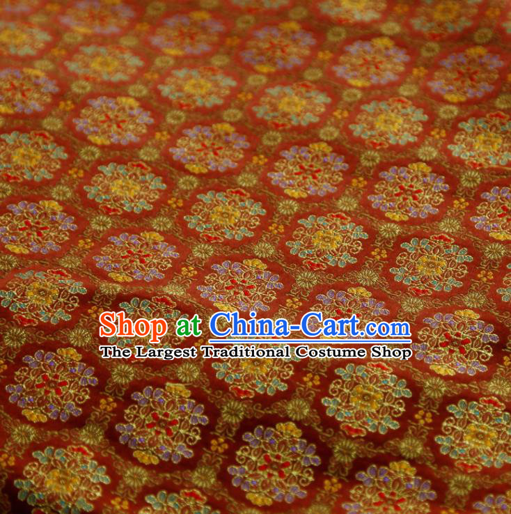 China Classical Fairworks Pattern Satin Tapestry Traditional Hanfu Silk Fabric Wedding Dress Jacquard Red Brocade Tang Suit Damask