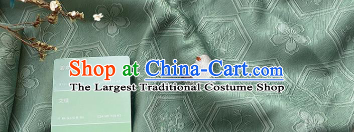 China Tang Suit Damask Classical Hexagon Pattern Satin Tapestry Traditional Hanfu Dress Silk Fabric Jacquard Light Green Brocade