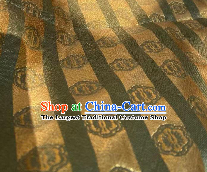 Asian Kimono Tapestry Fabric Japanese Olive Green Nishijin Brocade Traditional Plum Blossom Pattern Satin Drapery