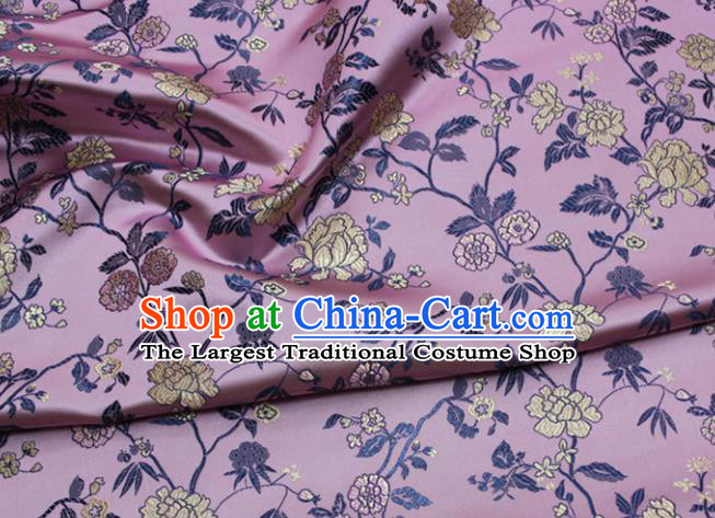 China Jacquard Brocade Mongolian Robe Pink Satin Damask Classical Flowers Pattern Tapestry Traditional Cheongsam Silk Fabric