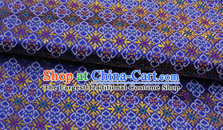 China Traditional Silk Fabric Jacquard Brocade Mongolian Robe Satin Damask Classical Pattern Royalblue Tapestry