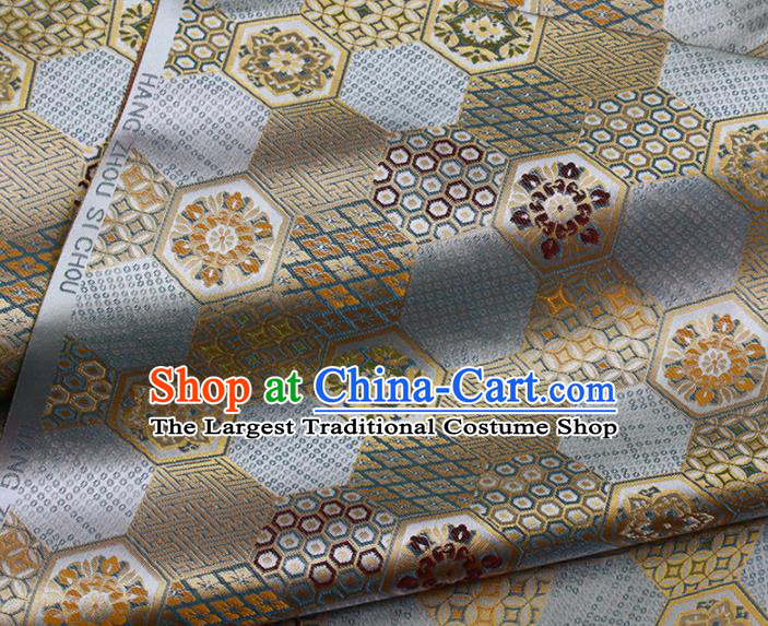 Japanese Nishijin Brocade Asian Traditional Septaria Pattern Satin Drapery Kimono Tapestry Fabric