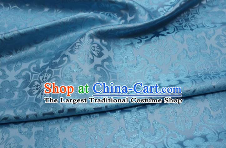 China Traditional Silk Fabric Tang Suit Jacquard Light Blue Brocade Classical Plum Pattern Satin Damask Cheongsam Tapestry Material