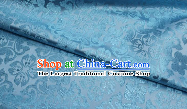 China Traditional Silk Fabric Tang Suit Jacquard Light Blue Brocade Classical Plum Pattern Satin Damask Cheongsam Tapestry Material