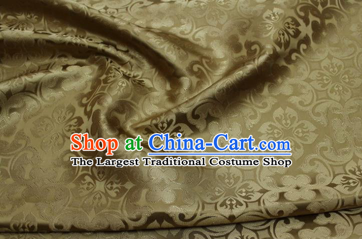 China Traditional Silk Fabric Tang Suit Jacquard Brocade Material Classical Plum Pattern Cheongsam Tapestry Khaki Satin Damask