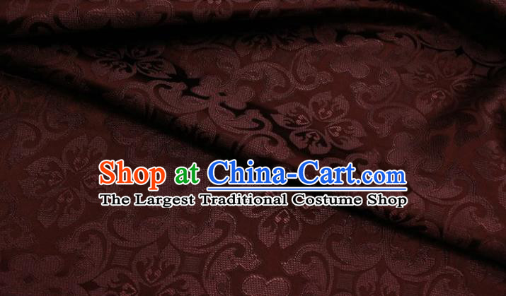 China Tang Suit Brownish Red Satin Damask Traditional Plum Pattern Silk Fabric Jacquard Brocade Material Classical Cheongsam Tapestry