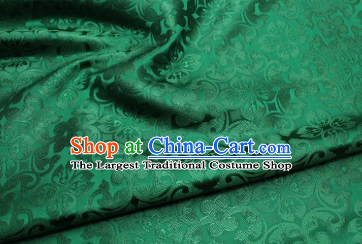 China Classical Cheongsam Tapestry Tang Suit Green Satin Damask Traditional Plum Pattern Silk Fabric Jacquard Brocade Material