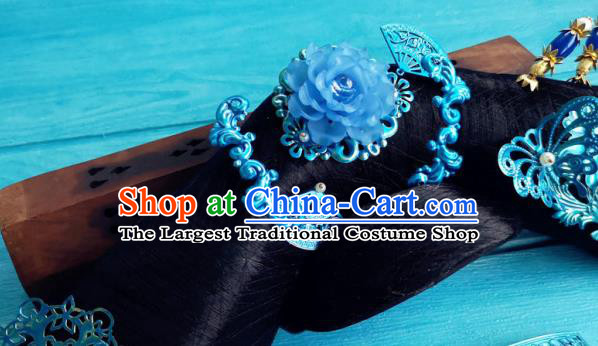 China Traditional Qing Dynasty Queen Wigs and Hairpins Ancient Empress Hair Crown Drama Story of Yanxi Palace Headpieces
