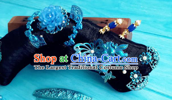 China Traditional Qing Dynasty Queen Wigs and Hairpins Ancient Empress Hair Crown Drama Story of Yanxi Palace Headpieces