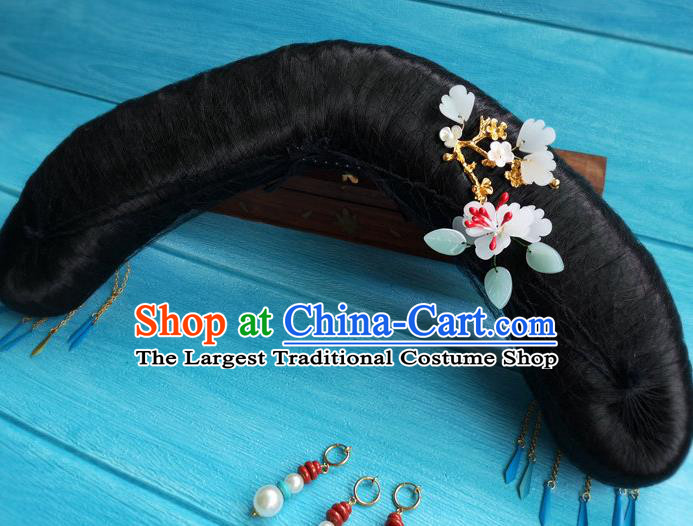 China Ancient Imperial Consort Hairpieces Drama Story of Yanxi Palace Zhang Jiani Headdress Traditional Qing Dynasty Manchu Woman Wigs and Hairpins