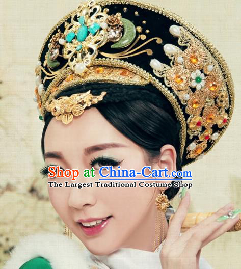 China Traditional Qing Dynasty Empress Hair Crown Ancient Queen Hat Drama Ruyi Royal Love in the Palace Headdress