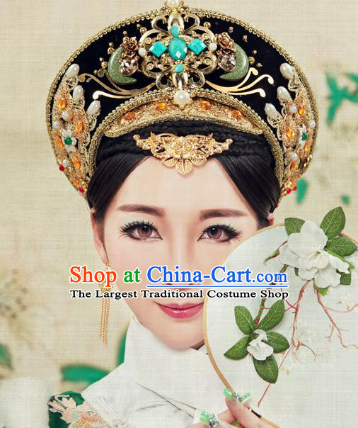 China Traditional Qing Dynasty Empress Hair Crown Ancient Queen Hat Drama Ruyi Royal Love in the Palace Headdress