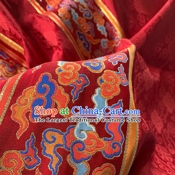 Asian Chinese Jacquard Drapery Ming Dynasty Tapestry Fabric Traditional Phoenix Pattern Red Brocade Hanfu Dress Zhuanghua Satin