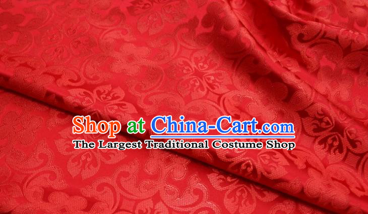 China Cheongsam Jacquard Red Brocade Classical Plum Pattern Satin Damask Tapestry Material Traditional Tang Suit Silk Fabric