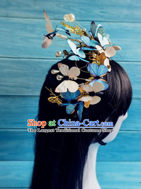 China Traditional Hanfu Butterfly Hair Crown Ancient Noble Infanta Hair Accessories Drama Shangyang Fu Princess Wang Xuan Zhang Ziyi Headdress
