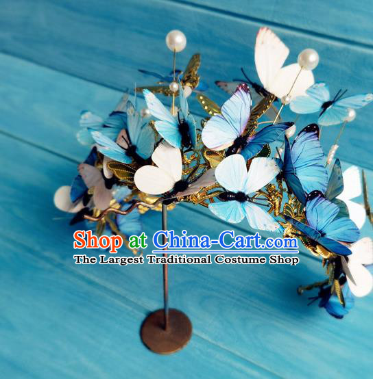 China Traditional Hanfu Butterfly Hair Crown Ancient Noble Infanta Hair Accessories Drama Shangyang Fu Princess Wang Xuan Zhang Ziyi Headdress