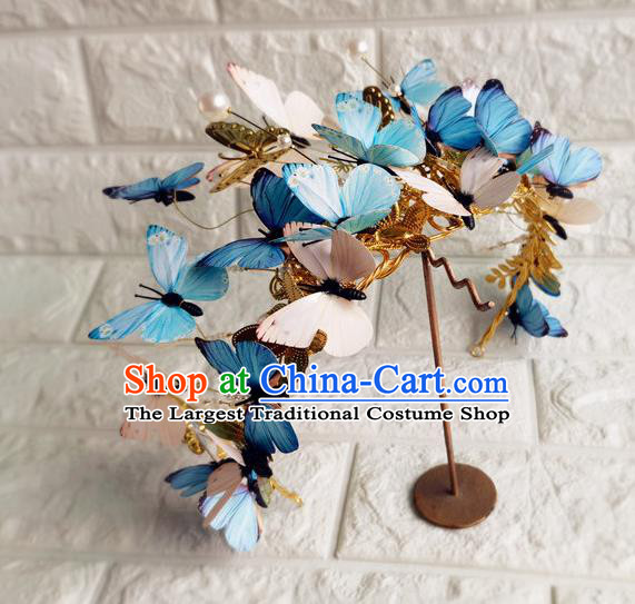 China Traditional Hanfu Butterfly Hair Crown Ancient Noble Infanta Hair Accessories Drama Shangyang Fu Princess Wang Xuan Zhang Ziyi Headdress