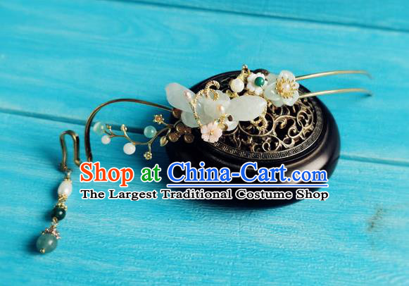 Chinese Ancient Noble Lady Hair Accessories Ming Dynasty Tassel Hairpins and Hair Comb Complete Set