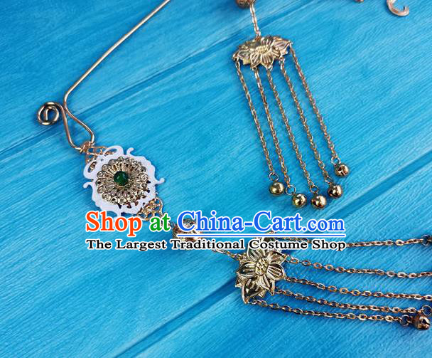 Chinese Ancient Imperial Consort Hairpins Traditional Hanfu Hair Accessories Tang Dynasty Pink Peony Hair Crown Full Set
