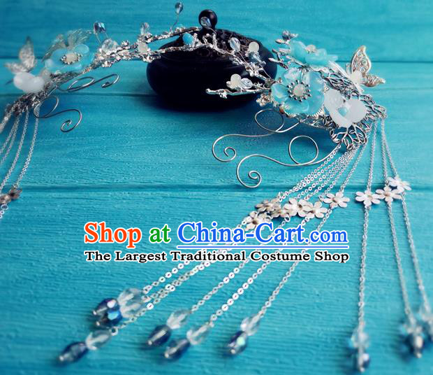 Chinese Ming Dynasty Palace Lady Hairpins Traditional Hanfu Hair Accessories Ancient Princess Argent Hair Crown Full Set
