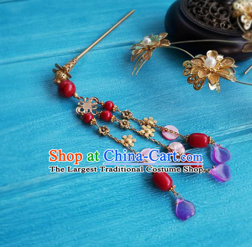 Chinese Tang Dynasty Queen Hair Stick Traditional Hanfu Hair Accessories Ancient Princess Golden Leaf Hairpins Full Set