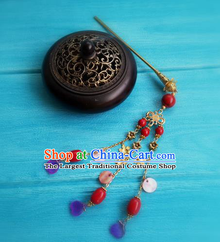 Chinese Tang Dynasty Queen Hair Stick Traditional Hanfu Hair Accessories Ancient Princess Golden Leaf Hairpins Full Set