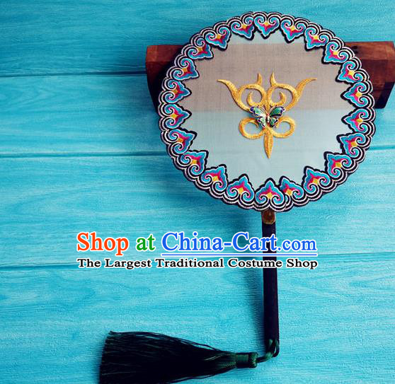 Handmade Chinese Traditional Hanfu Circular Fan Wedding Palace Fan Tang Dynasty Princess Fan