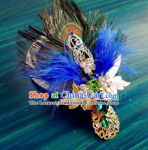 China Ancient Empress Feather Hair Stick Drama Legend of Miyue Mi Shu Headpiece Traditional Warring States Period Queen Hair Claw
