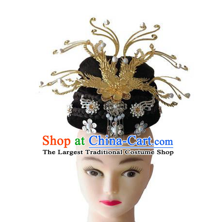 China Traditional Stage Performance Wigs and Phoenix Hairpin Court Dance Hair Accessories Classical Dance Headpieces