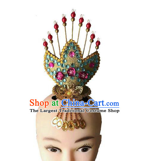 Chinese Ethnic Folk Dance Hairpins Traditional Korean Nationality Dance Headdress Stage Performance Golden Hair Crown