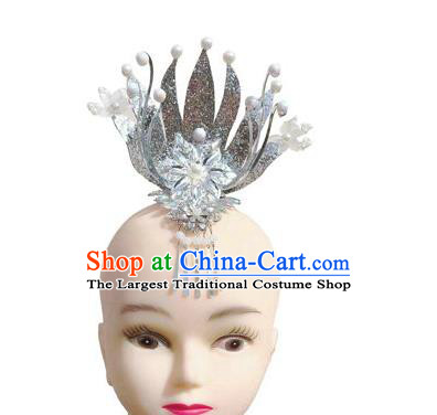 Chinese Stage Performance Argent Hair Crown Ethnic Folk Dance Hairpins Traditional Korean Nationality Dance Headpieces