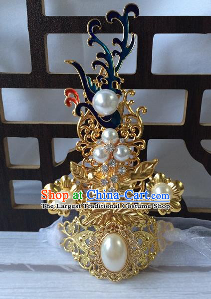 Chinese Traditional Wedding Hair Accessories Ancient Swordsman Cloisonne Hairdo Crown Classical Dance Headwear