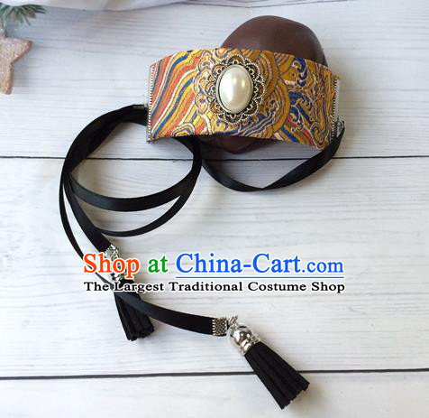 Chinese Classical Dance Headwear Traditional Ming Dynasty Hair Accessories Ancient King Yellow Hairdo Crown