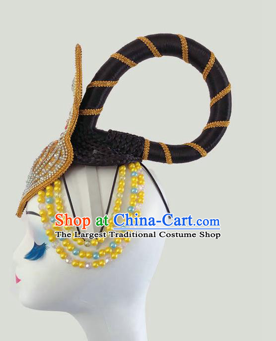 China Classical Dance Hair Accessories Traditional Fan Dance Hairpieces Dunhuang Flying Apsaras Dance Hair Clasp