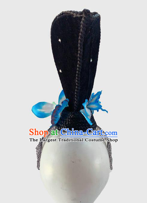 Chinese Traditional Woman Dance Hair Clasp Classical Dance Wigs Chignon Court Dance Headpieces