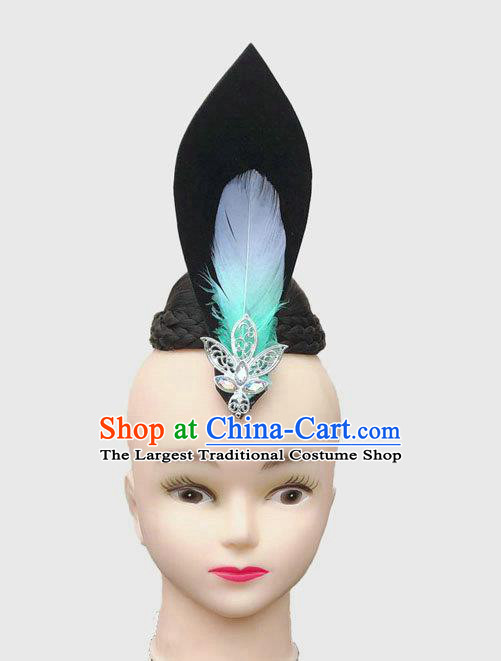 Chinese Tang Dynasty Du Fu Dance Headpieces Traditional Stage Performance Headdress Classical Dance Wigs Chignon