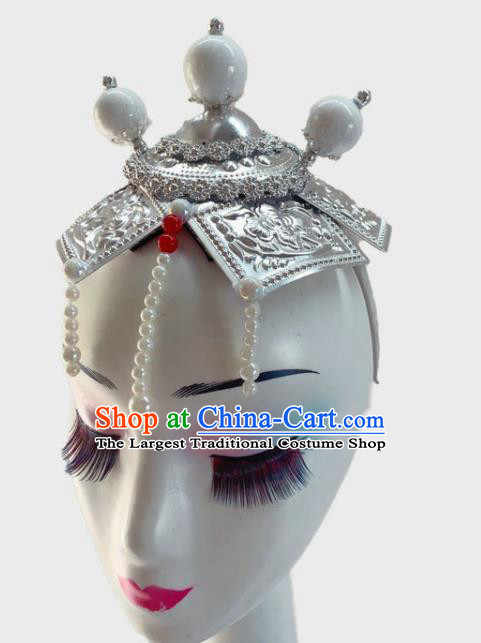 China Mongolian Nationality Dance Hair Accessories Mongol Minority Performance Headwear Ethnic Woman Dance Headpiece