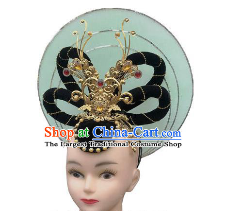 Chinese Flying Apsaras Dance Wigs Chignon Traditional Court Dance Hairpieces Woman Stage Performance Headdress Classical Dance Hair Accessories