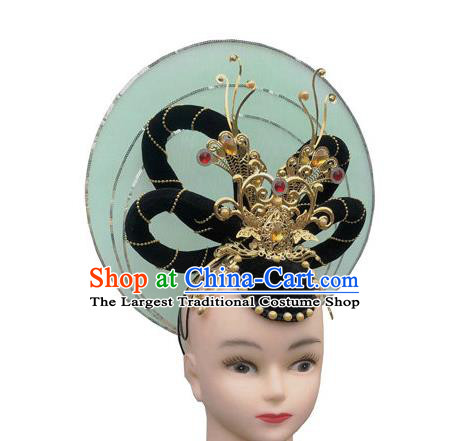 Chinese Flying Apsaras Dance Wigs Chignon Traditional Court Dance Hairpieces Woman Stage Performance Headdress Classical Dance Hair Accessories