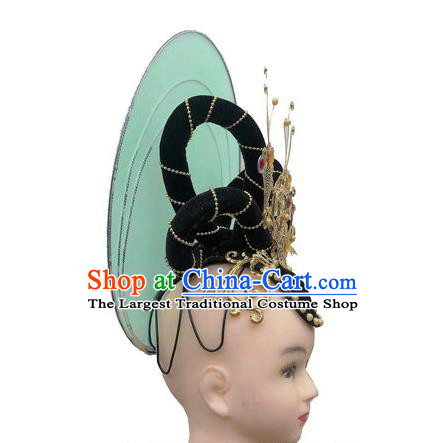 Chinese Flying Apsaras Dance Wigs Chignon Traditional Court Dance Hairpieces Woman Stage Performance Headdress Classical Dance Hair Accessories