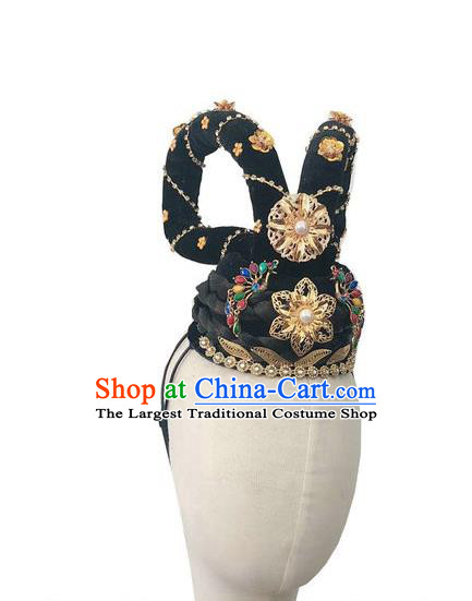 Chinese Woman Stage Performance Headdress Classical Dance Hair Accessories Flying Apsaras Dance Wigs Chignon Traditional Fairy Dance Hairpieces
